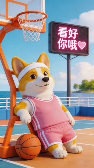 粉色套装柯基