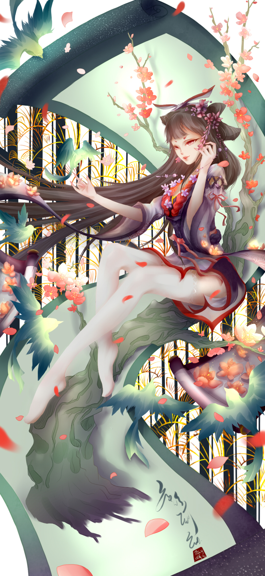 唯美花鳥微信背景壁紙