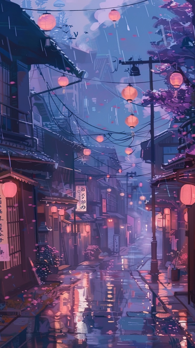 雨天古建商業街