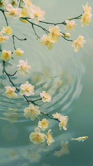 湖畔白梅
