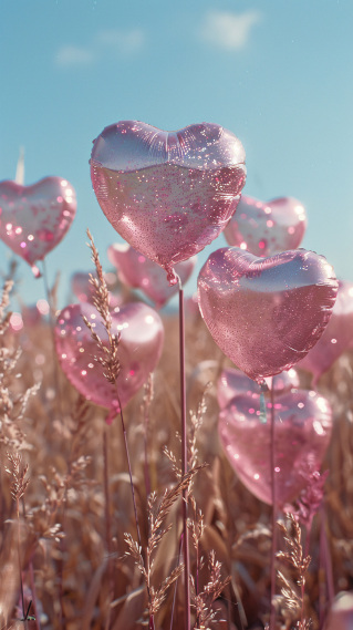 粉色爱心汽球