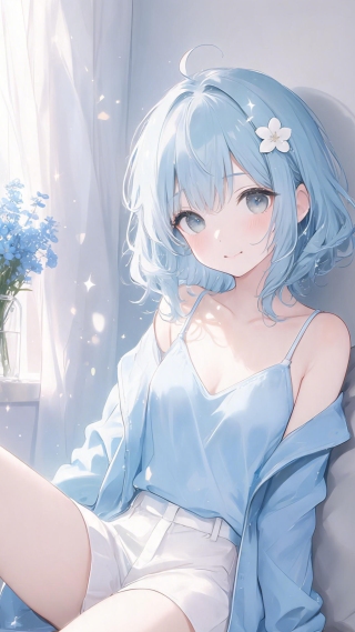 雾蓝发少女