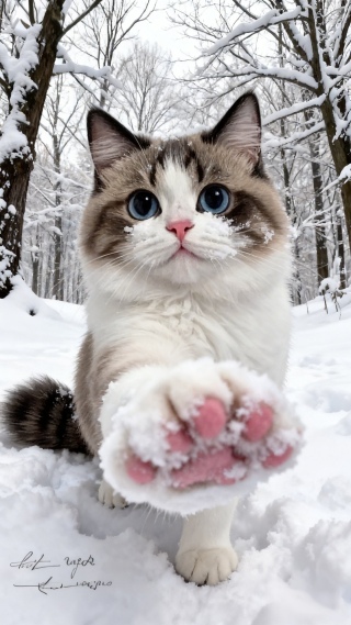 雪中小猫咪