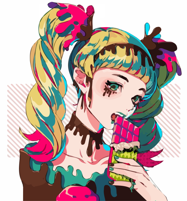 手機屏幕圖片壁紙【吃巧克力的雙馬尾少女】