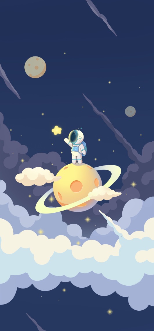 手機微信背景圖片抓星星的宇航員手機壁紙