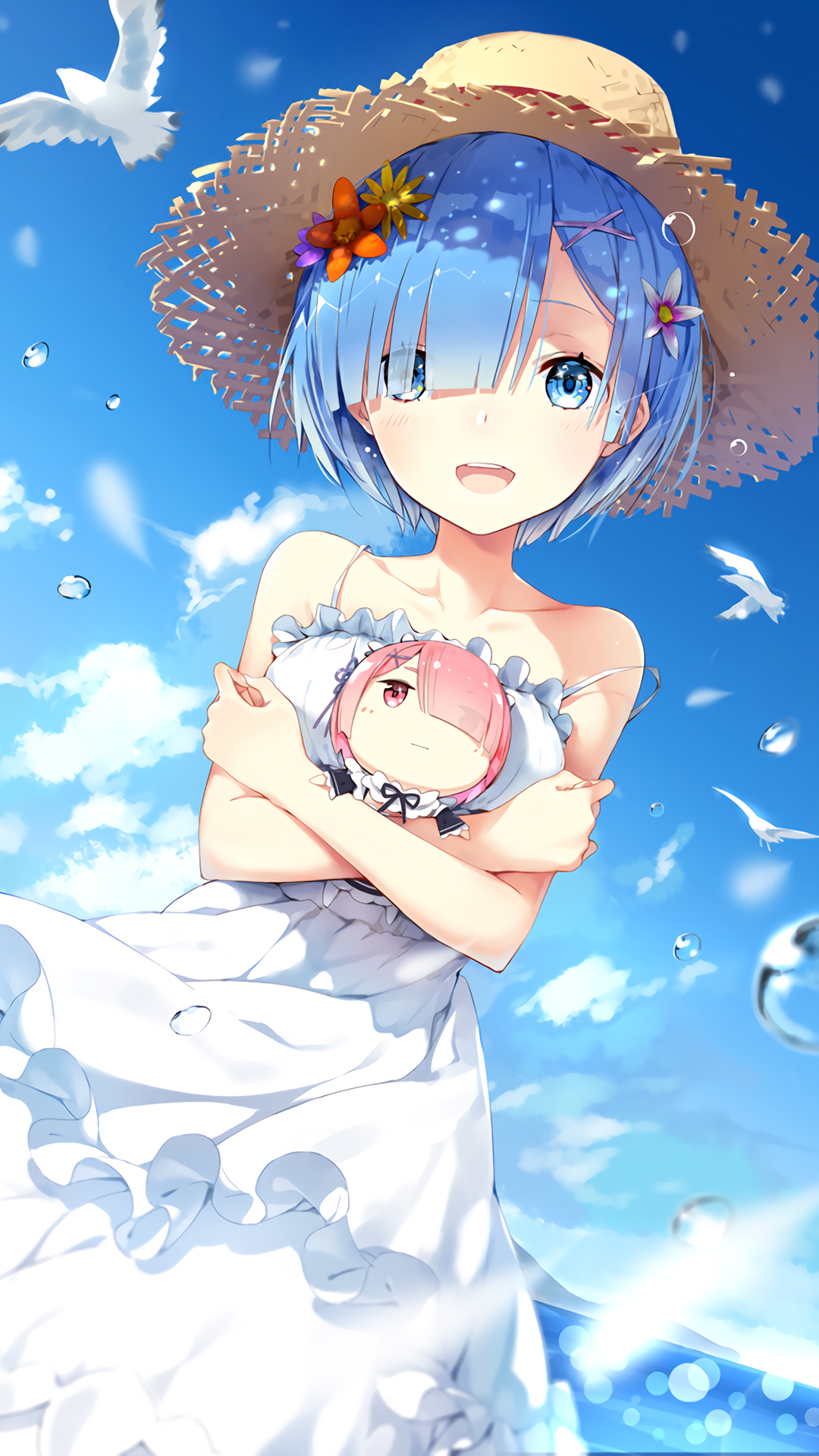 手機背景圖片夏日海邊蕾姆