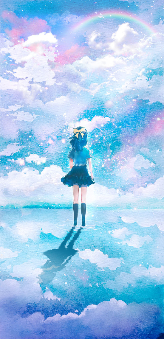 仰望蓝天的少女微信封面背景图