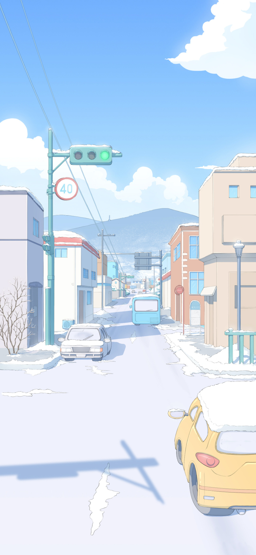 4K唯美治愈日系雪景街道