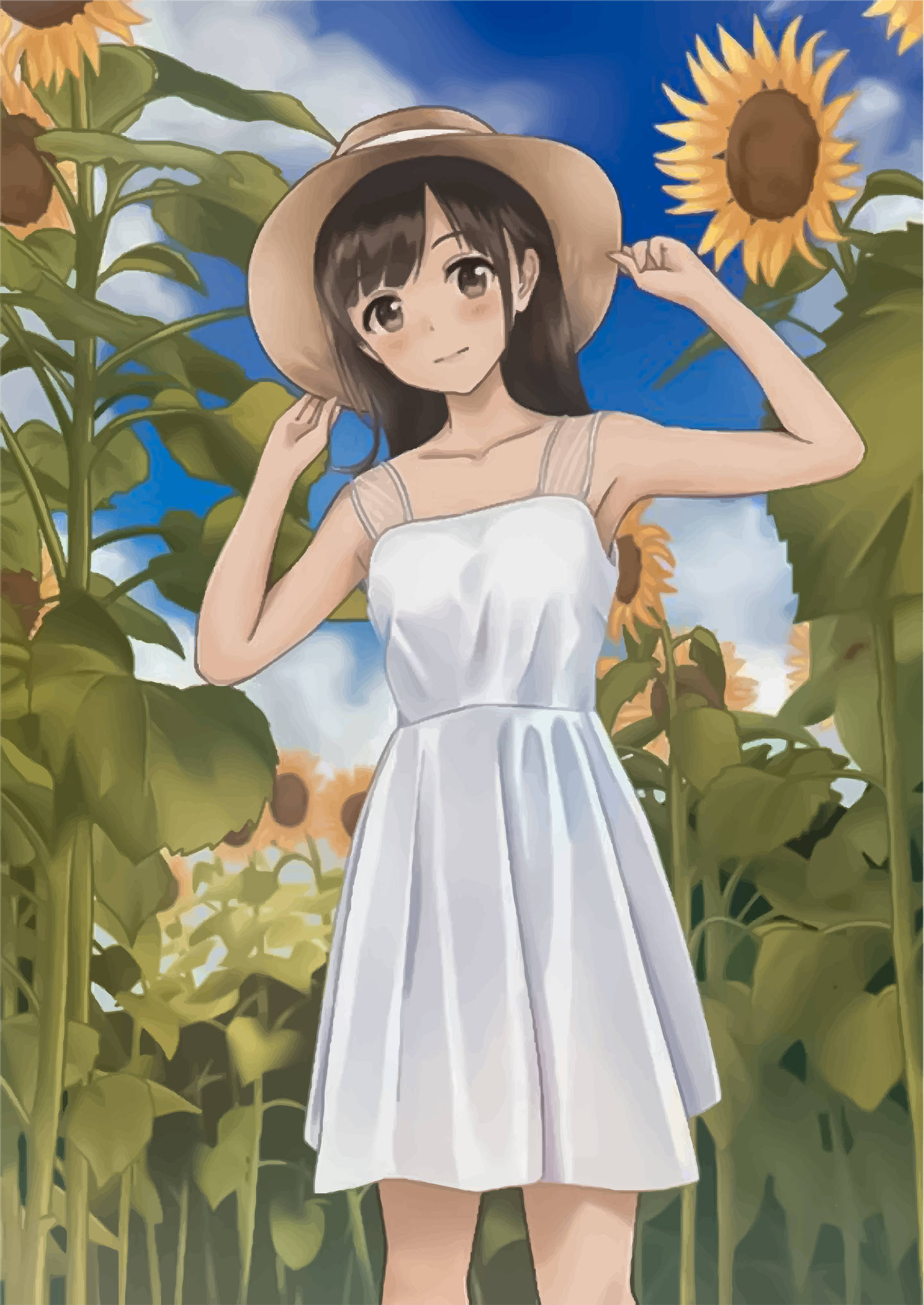 微信封面背景圖【白裙子的向日葵女孩】