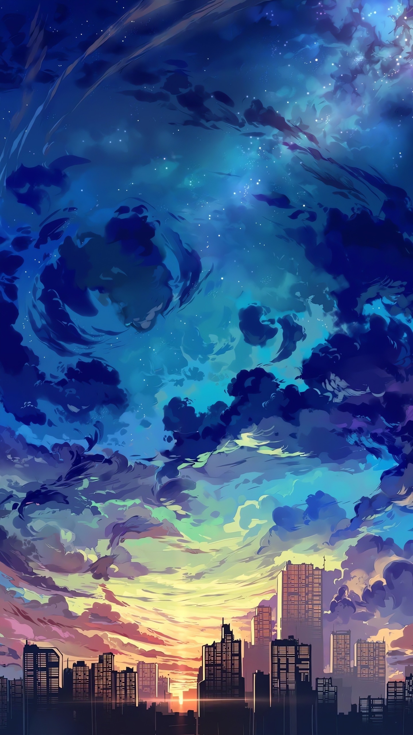 油彩都市天空