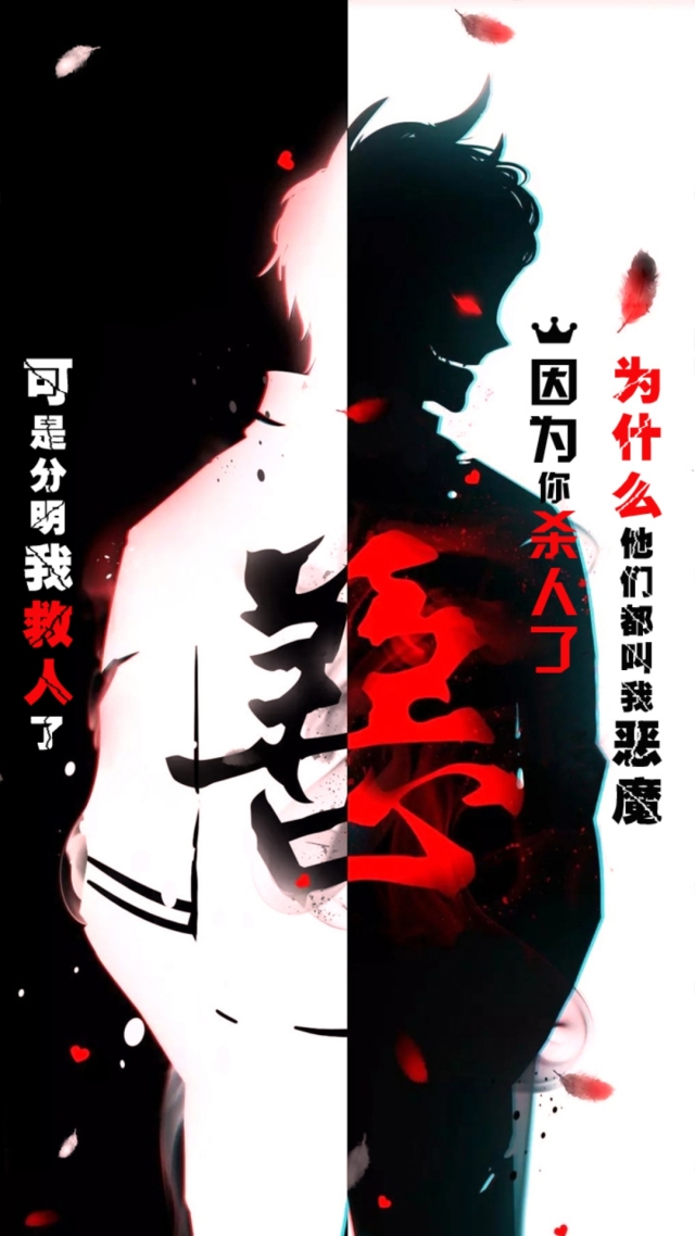 善良与邪恶，黑暗与光明微信朋友圈背景图片