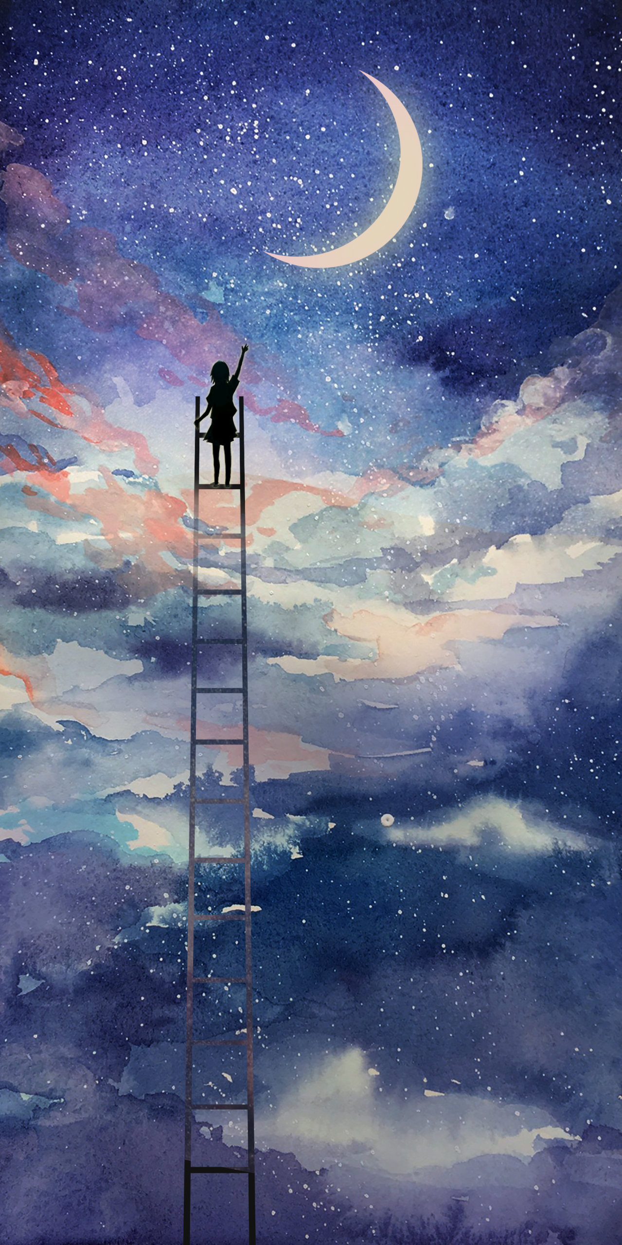 微信朋友圈背景圖片摘星星的少女