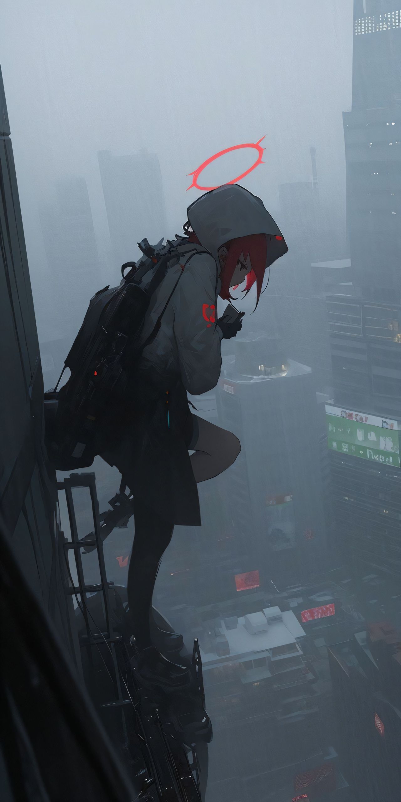 雾中城市美女