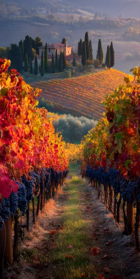 托斯卡纳的葡萄藤秋歌