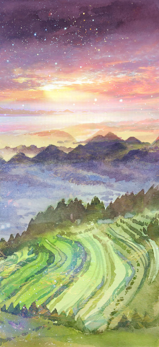 微信聊天背景梯田远山