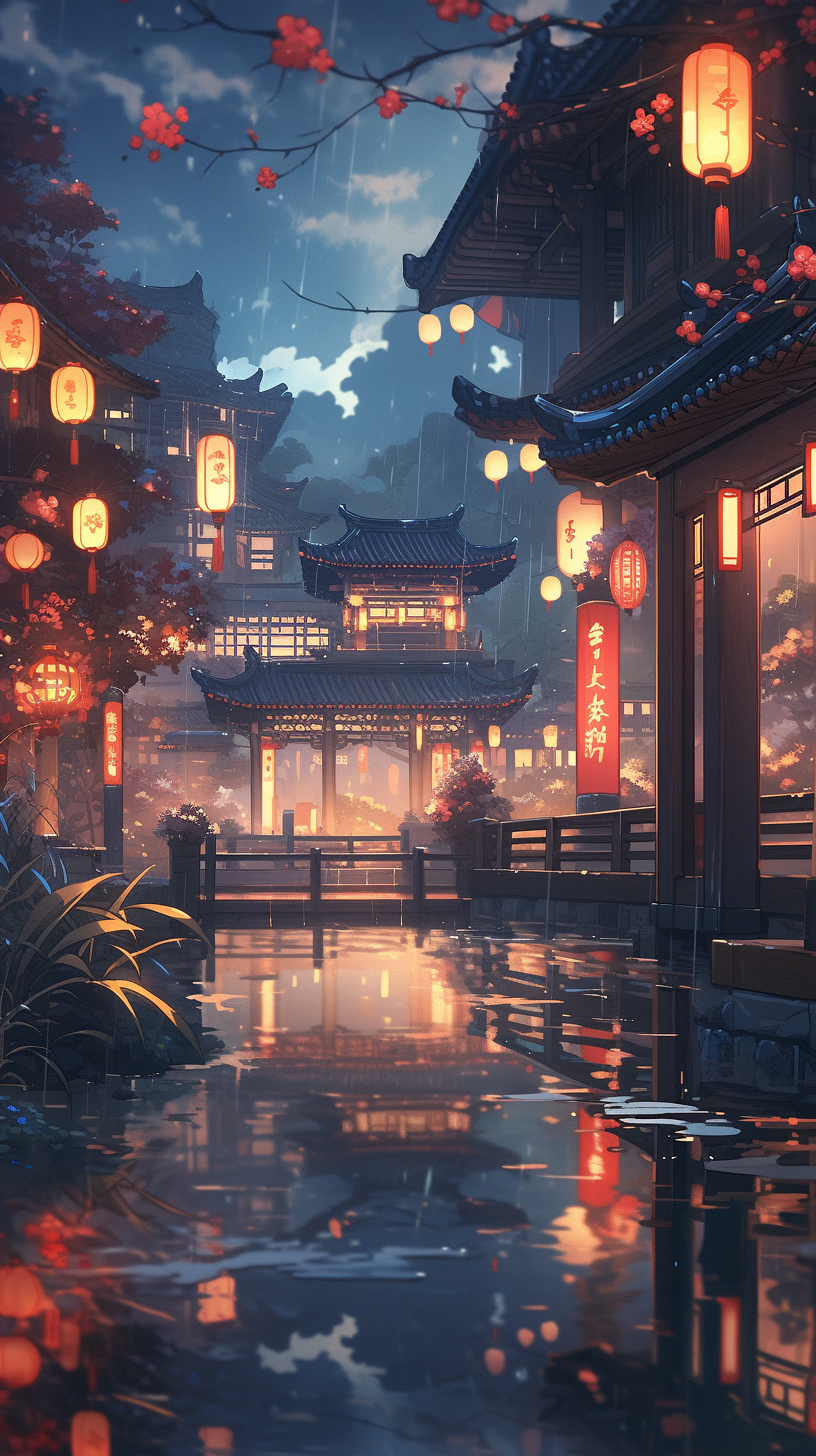 雨天亭子