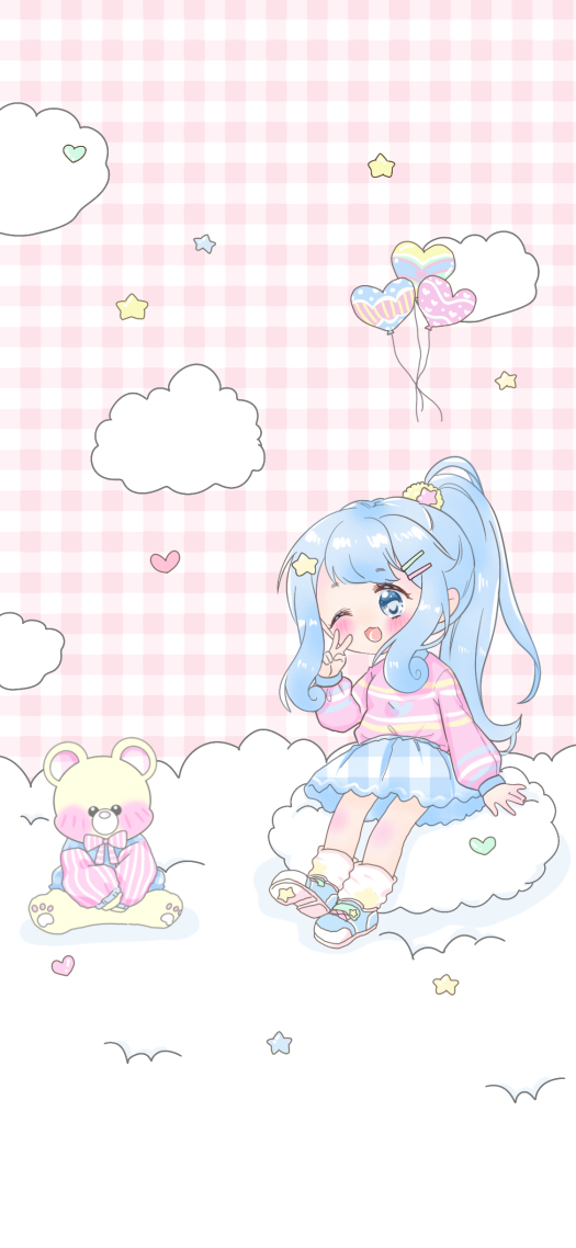 可愛的藍發小女孩