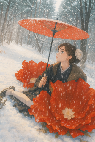 雪中少女