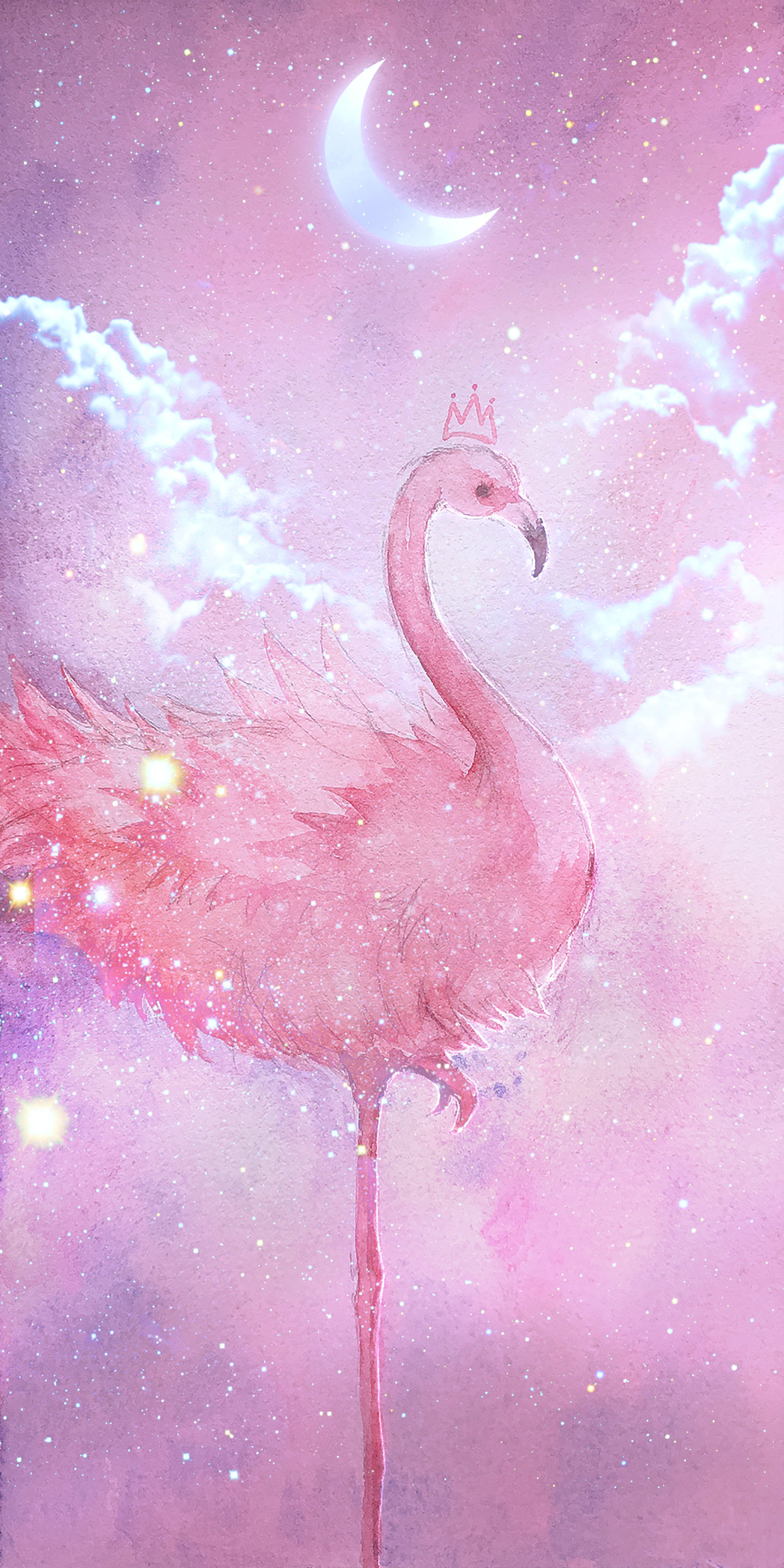 粉色火烈鳥微信背景壁紙