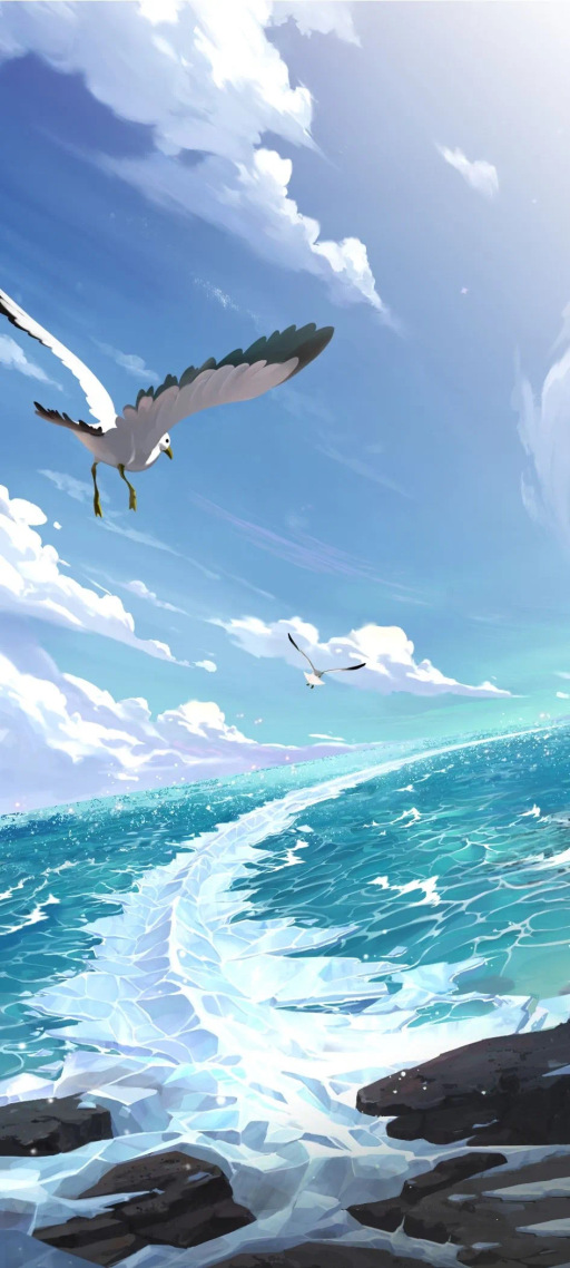 藍天 白雲，大海 與海鷗