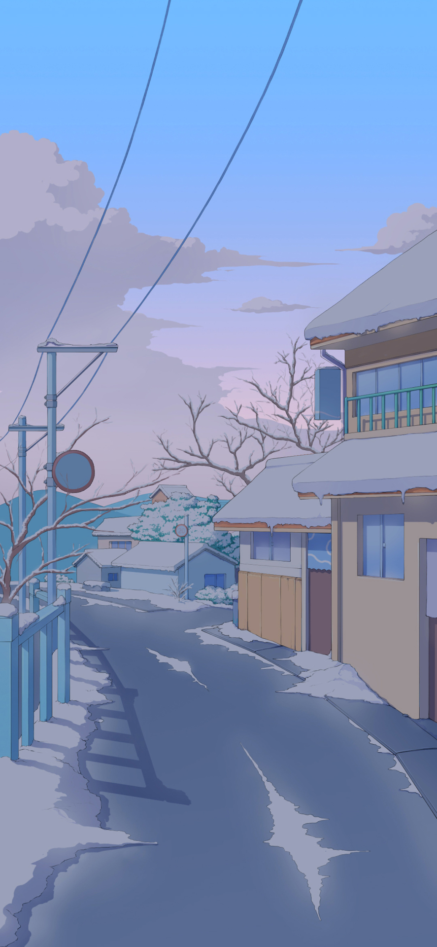 4K唯美治愈雪景街道