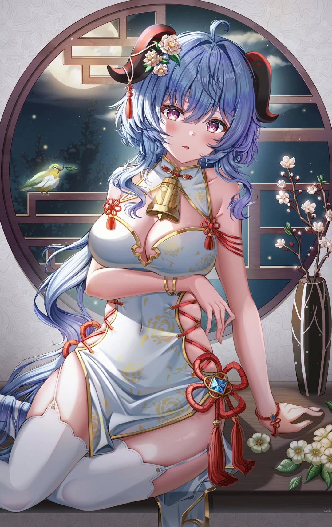 甘雨唯美白旗袍