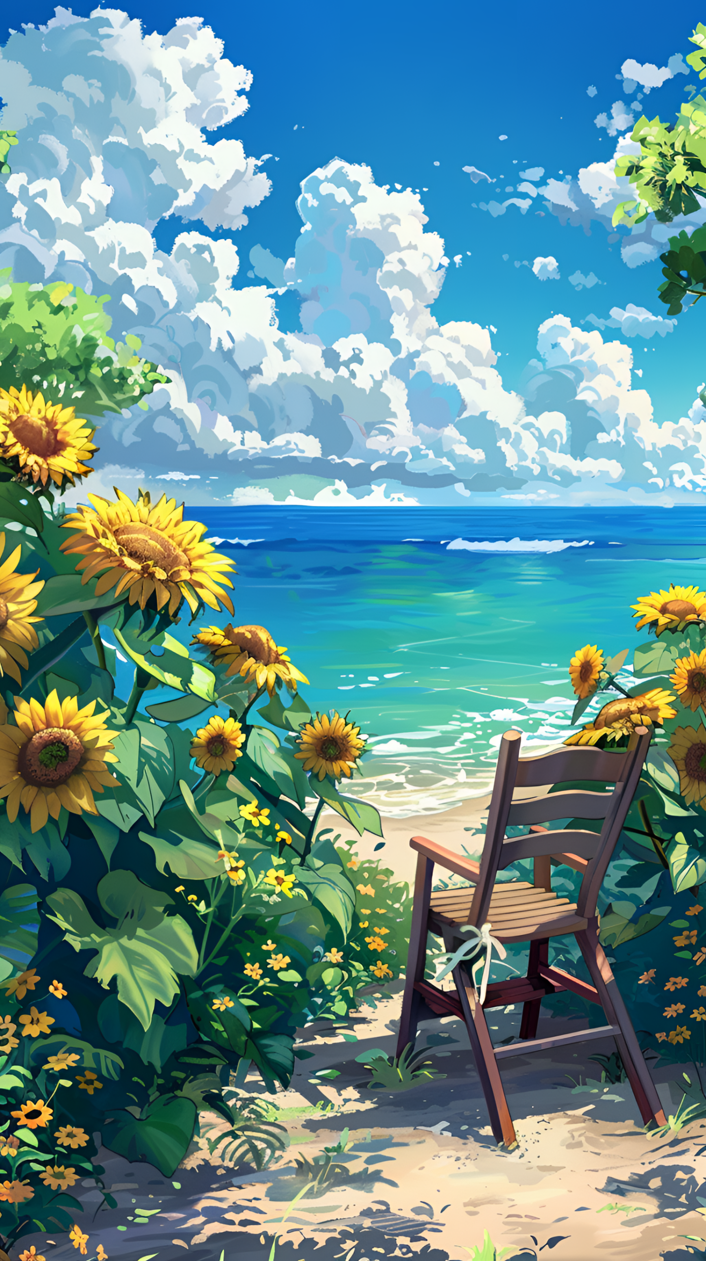 海邊藍天向日葵