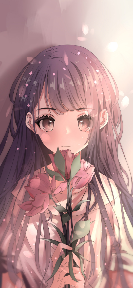 朋友圈壁纸花与少女