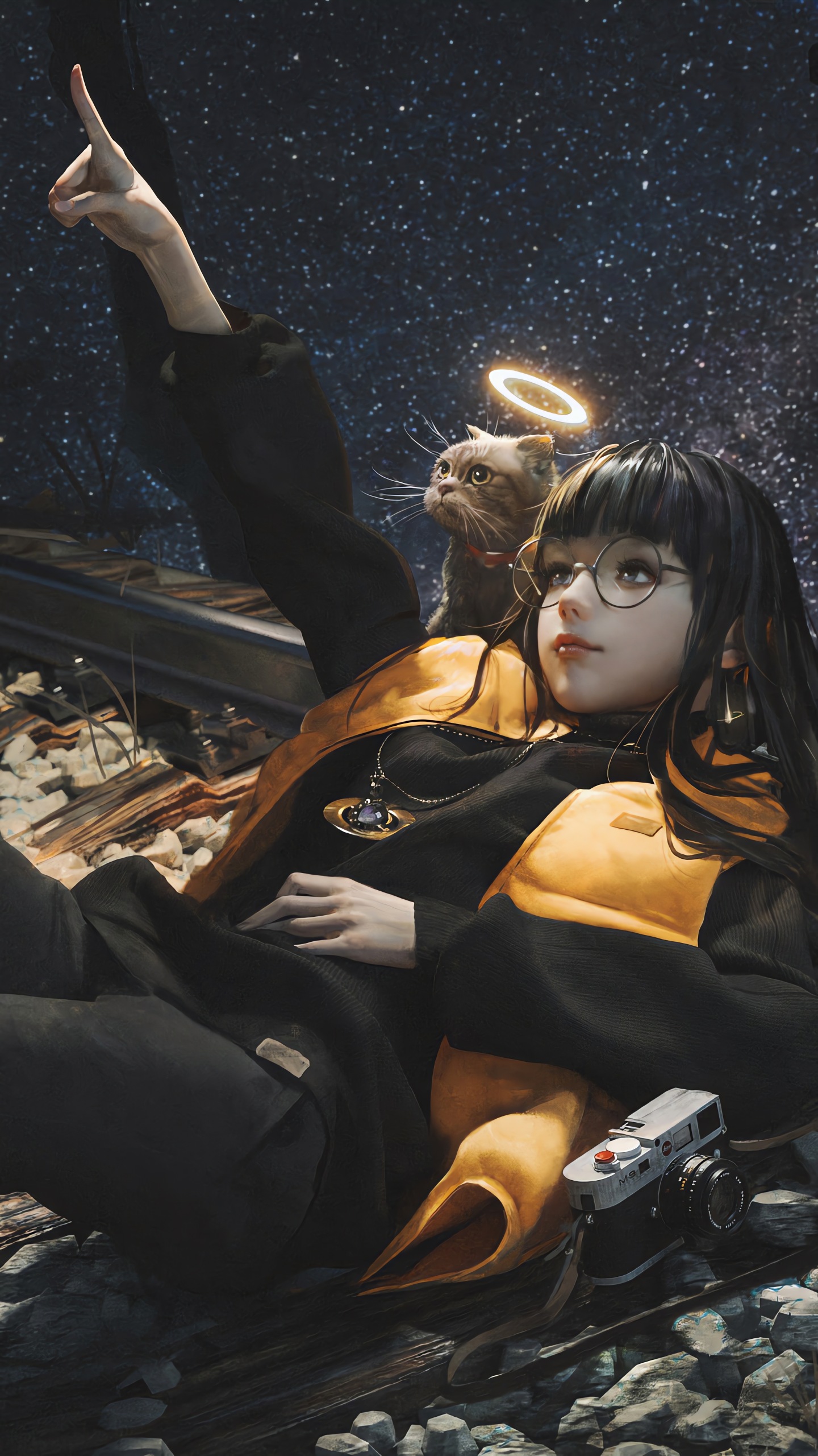 星空女孩与猫