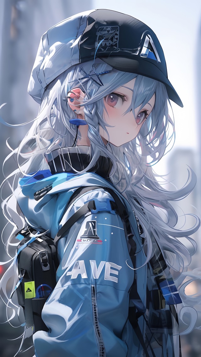 白髮藍衣女孩