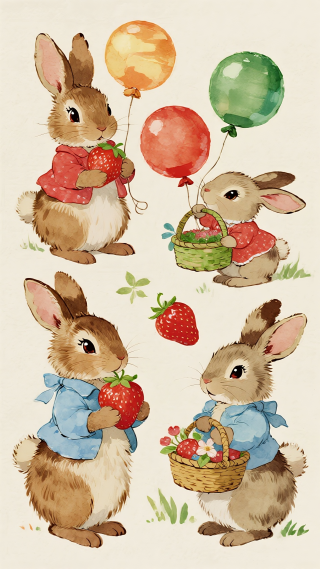 摘草莓的小兔子