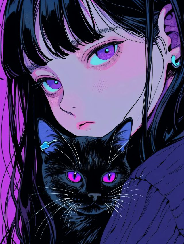 女孩与猫