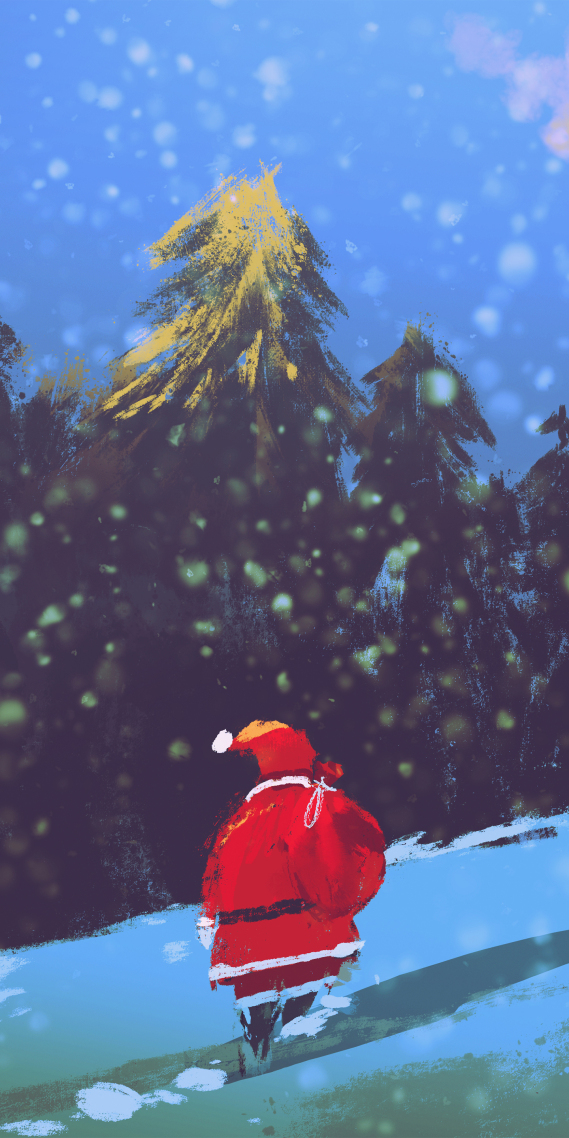 【雪中前行的聖誕老人】