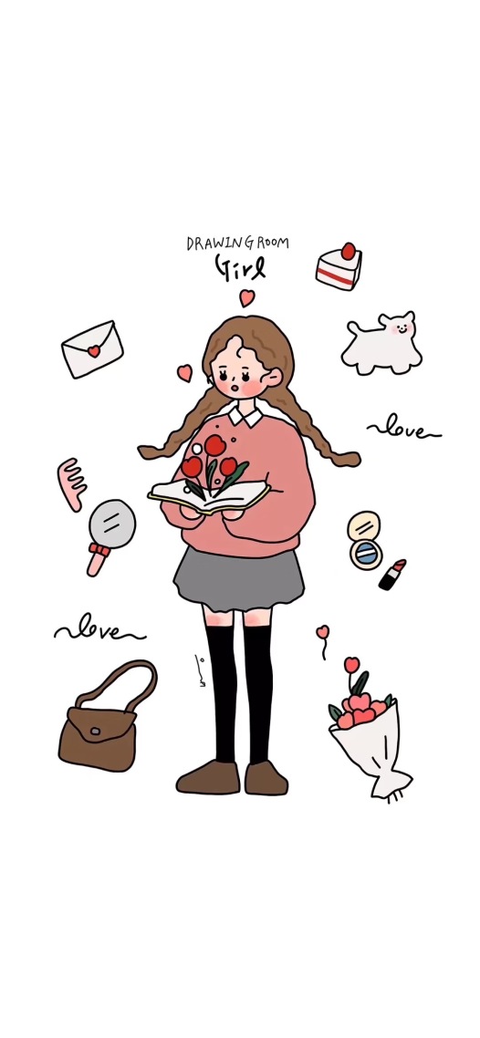 微信壁纸 背景墙小清新女孩